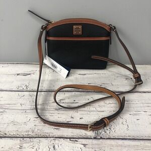 Dooney & Bourke Black Pebble Grain Mini Domed Crossbody Shoulder Bag R1727 BL